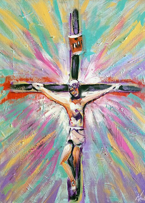 Our Savior Greeting Card featuring the painting John 3-16 by Steve Gamba
