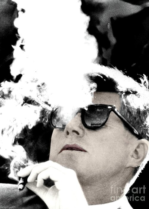John F Kennedy Greeting Card featuring the photograph John F Kennedy Cigar and Sunglasses by Doc Braham