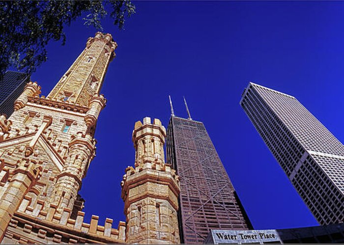John Greeting Card featuring the photograph John Hancock Building and Water Tower Place by Tom Jelen