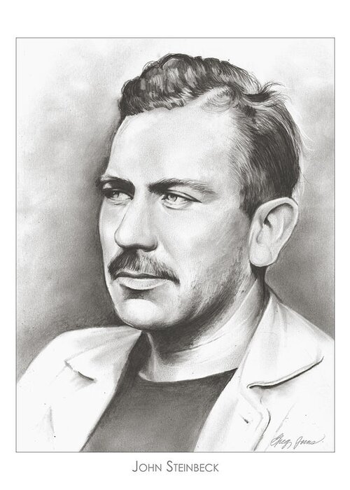 Author Greeting Card featuring the drawing John Steinbeck by Greg Joens