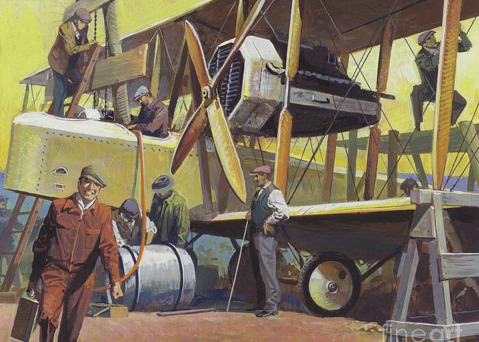 Pilot Greeting Card featuring the painting John William Alcock and Arthur Whitten Brown by Severino Baraldi