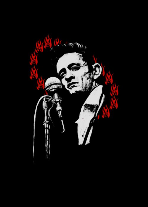 Johnny Cash Greeting Card featuring the painting Johnny Cash Ring Of Fire T Shirt Print by Melissa O Brien