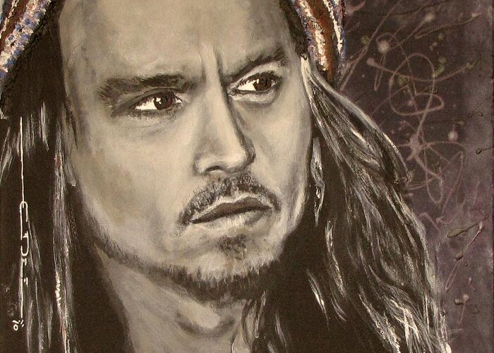 Johnny Depp Portrait Greeting Card featuring the painting Johnny Depp by Eric Dee