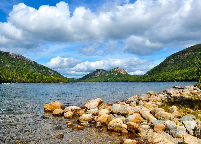 Nature Greeting Card featuring the photograph Jordan Pond by Anna Serebryanik