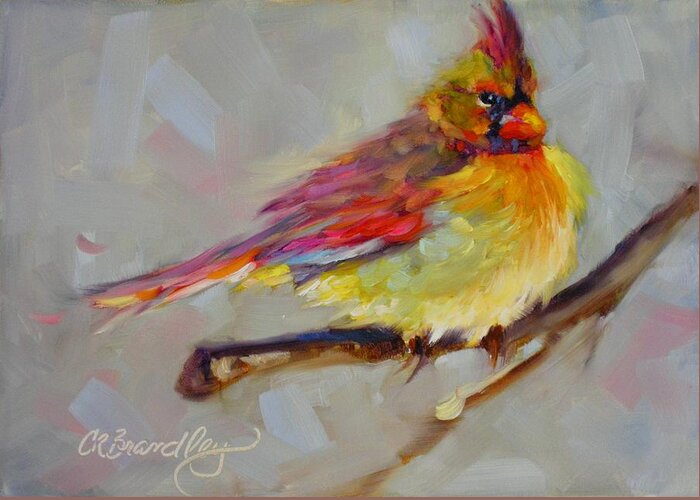 Cardinal Greeting Card featuring the painting Joy by Chris Brandley