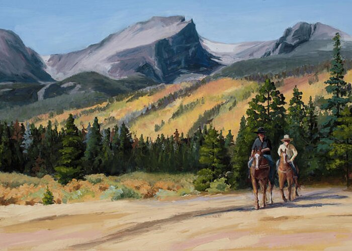 Horses Greeting Card featuring the painting Joy Ride by Mary Giacomini