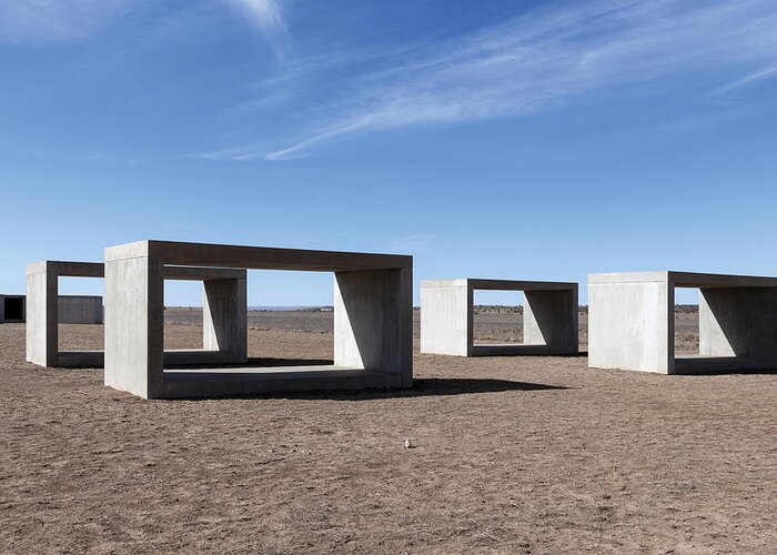 Texas Greeting Card featuring the photograph Judd's Cubes by Donald Judd in Marfa by Carol M Highsmith