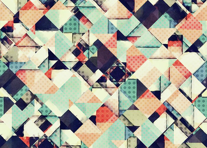 Pattern Greeting Card featuring the digital art Jumble of Colors And Texture by Phil Perkins