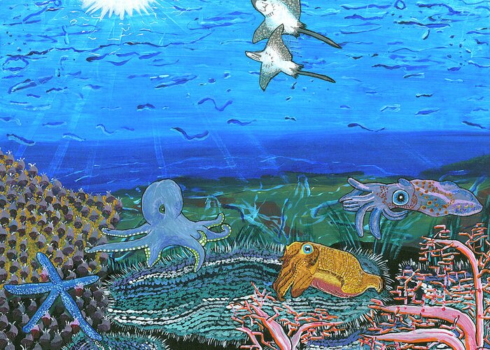 Sting Rays Greeting Card featuring the painting June 2017 by Paul Fields
