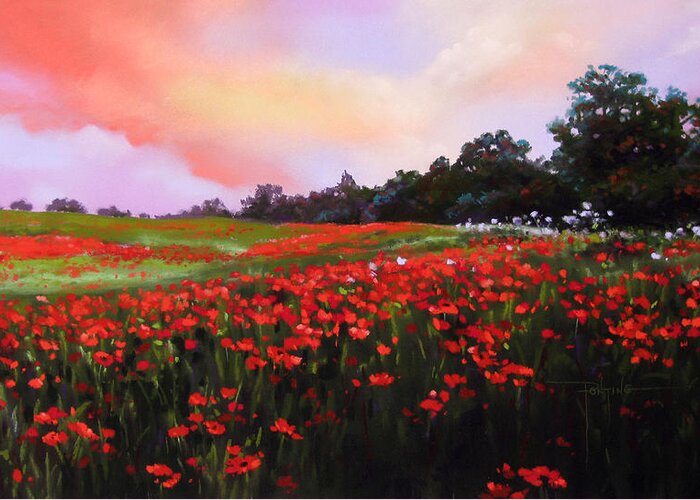 Landscape Greeting Card featuring the pastel June Poppies by Dianna Ponting