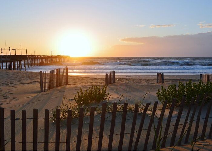 Obx Sunrise Greeting Card featuring the photograph June Sunrise S. Nags Head by Barbara Ann Bell