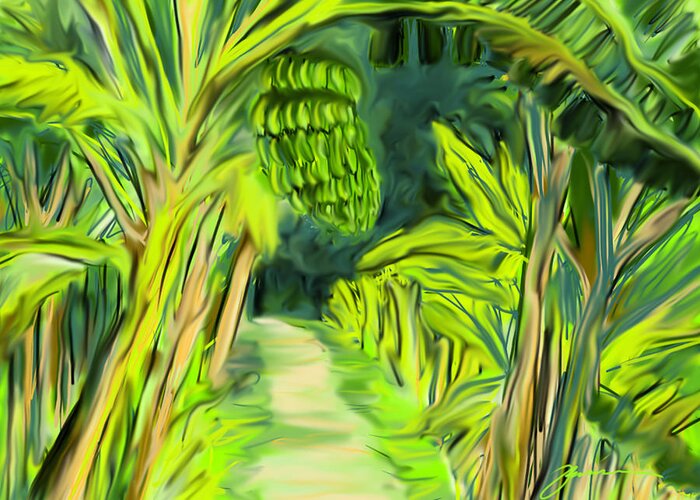 Jungle Greeting Card featuring the digital art Jungle Path by Jean Pacheco Ravinski