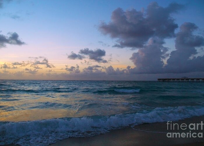 Juno Beach Greeting Card featuring the photograph Juno Beach Pier Florida Sunrise Seascape C8 by Ricardos Creations