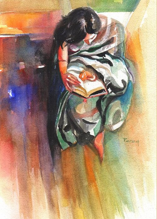 Female Reader Greeting Card featuring the drawing Just another perspective by Parag Pendharkar