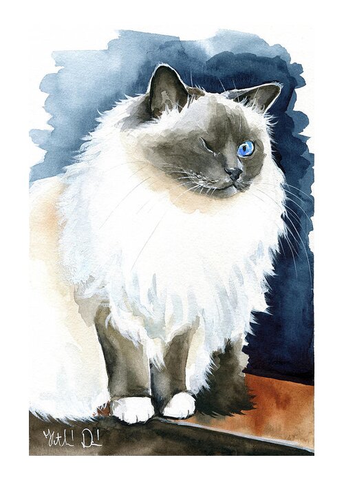 Cats Greeting Card featuring the painting Kadife - Birman Cat Painting by Dora Hathazi Mendes