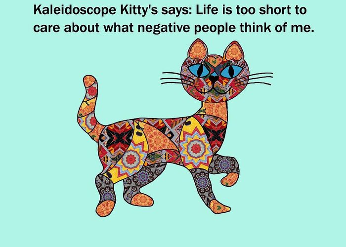 Cats Greeting Card featuring the digital art Kaieidoscope kitty 1 by Laura Smith