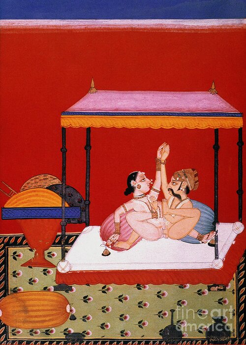 Asian Greeting Card featuring the painting Kama Sutra by Vatsyayana