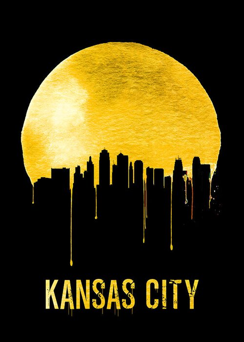 Kansas Greeting Card featuring the painting Kansas City Skyline Yellow by Naxart Studio
