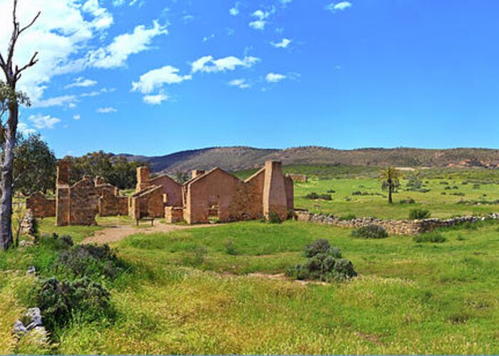 Kanyaka Homestead Ruins Outback Landscape Flinders Ranges South Australia Australian Landscapes Historical Greeting Card featuring the photograph Kanyaka Homestead Ruins by Bill Robinson