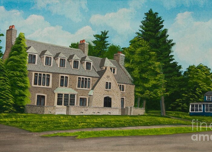 Kappa Delta Rho Frat House Greeting Card featuring the painting Kappa Delta Rho North View by Charlotte Blanchard