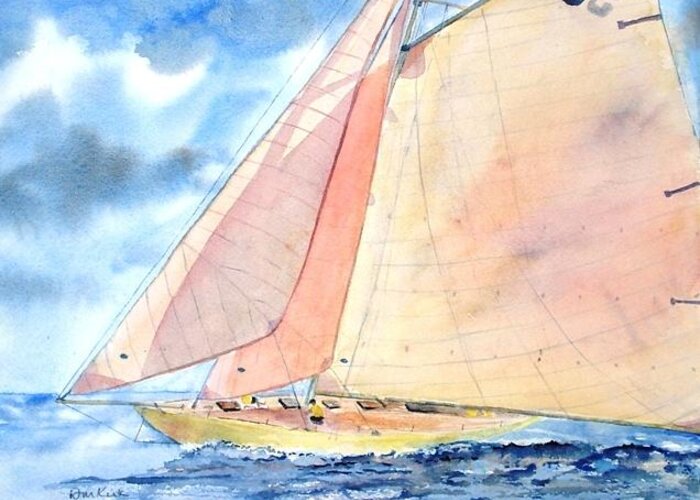 Yacht Greeting Card featuring the painting Kate by Diane Kirk