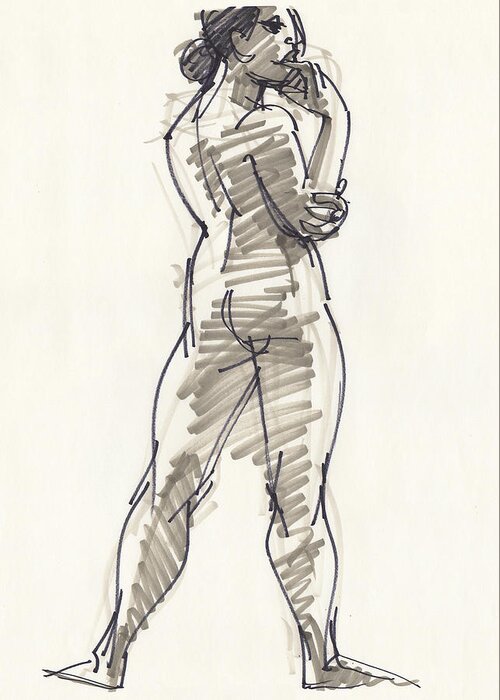 Figure Study Greeting Card featuring the drawing Kath by Judith Kunzle