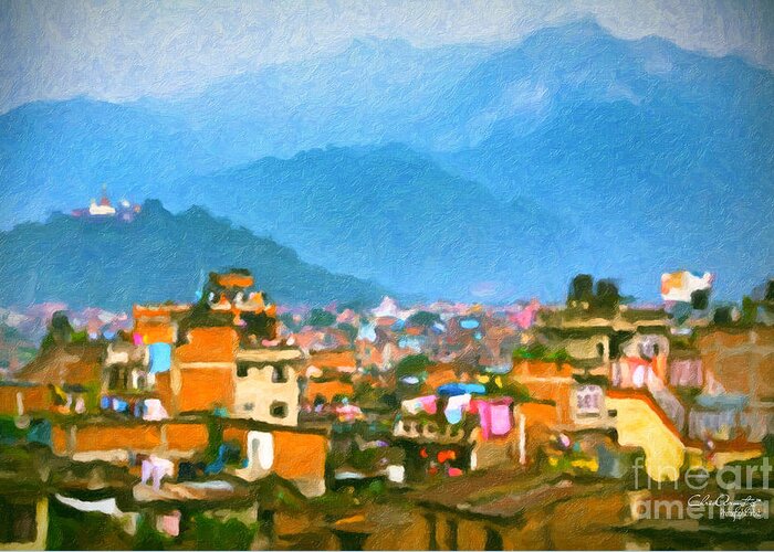 Kathmandu Greeting Card featuring the painting Kathmandu, Nepal by Chris Armytage