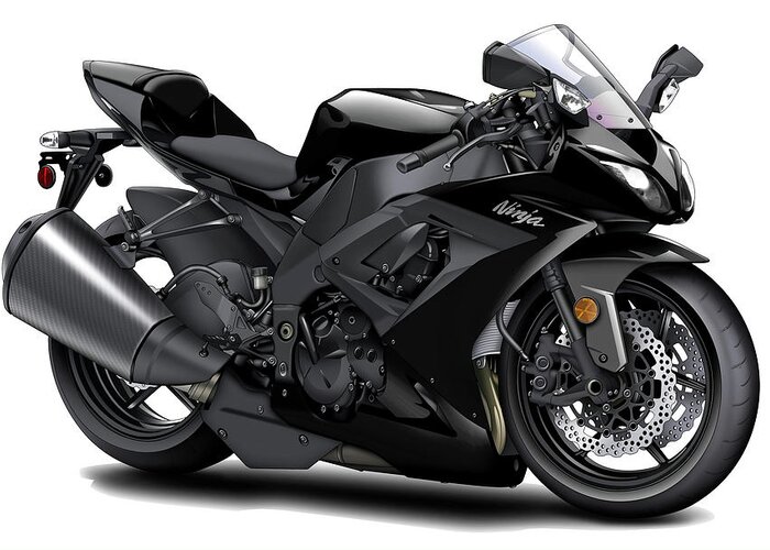 Creo que estoy enfermo Bienes horizonte Kawasaki Ninja Black Motorcycle Greeting Card by Maddmax