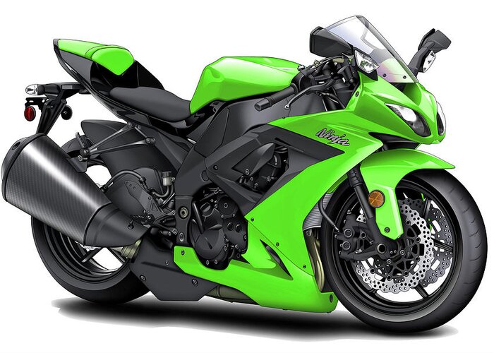 Kawasaki Ninja Green Motorcycle Digital Maddmax