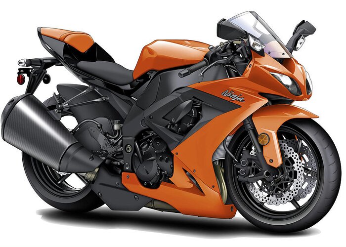 Kawasaki Ninja Orange Motorcycle Art by Maddmax