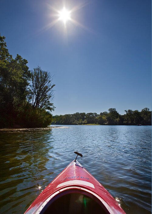 Boat Greeting Card featuring the photograph Kayak Morning by Steve Gadomski