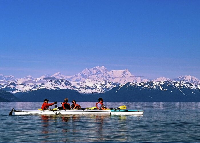 Kayaks Greeting Card featuring the photograph Kayakers in Alaska by Sally Weigand