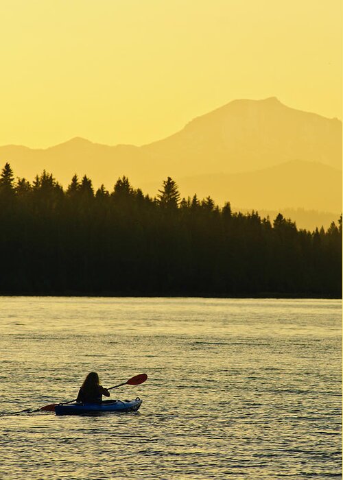 Lake Almanor Greeting Card featuring the photograph Kayaking Lake Almanor by Sherri Meyer