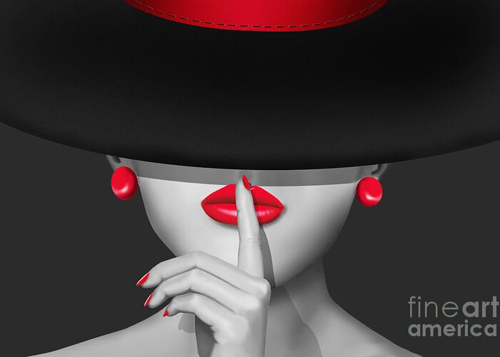 Lady Greeting Card featuring the digital art Keep quiet by Monika Juengling