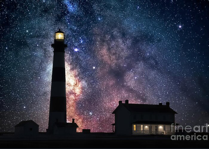 Bodie Island Lighthouse Greeting Card featuring the photograph Keeper of the Night by Anthony Heflin