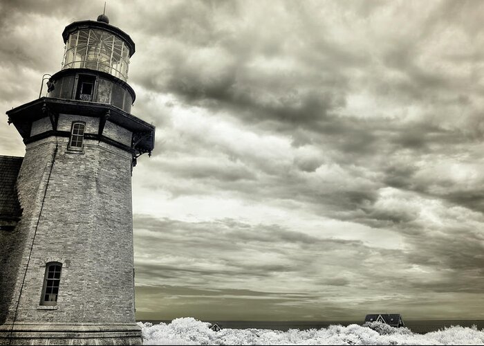 Block Island Greeting Card featuring the photograph Keeping Watch- Vintage Look by Luke Moore