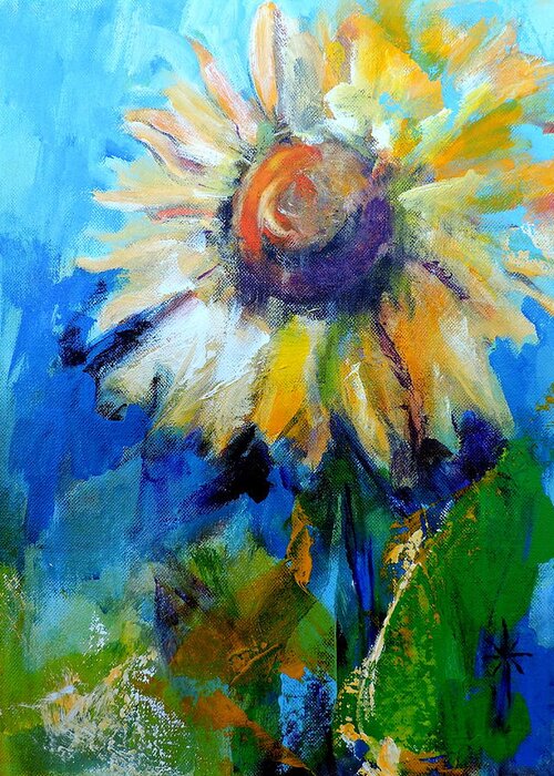 Floral Greeting Card featuring the painting Kellie's sunflower by Jodie Marie Anne Richardson Traugott     aka jm-ART