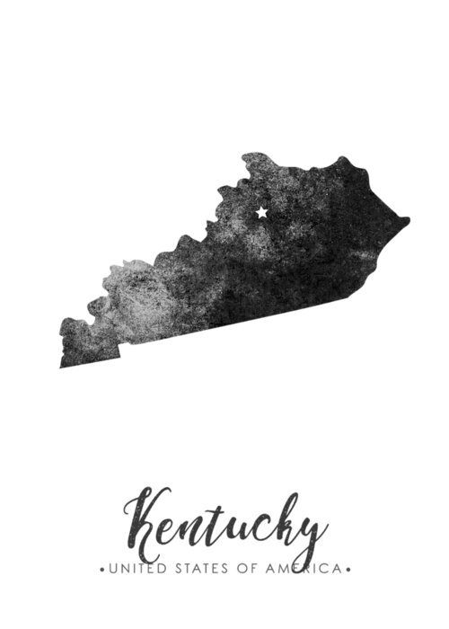 Kentucky Greeting Card featuring the mixed media Kentucky State Map Art - Grunge Silhouette by Studio Grafiikka