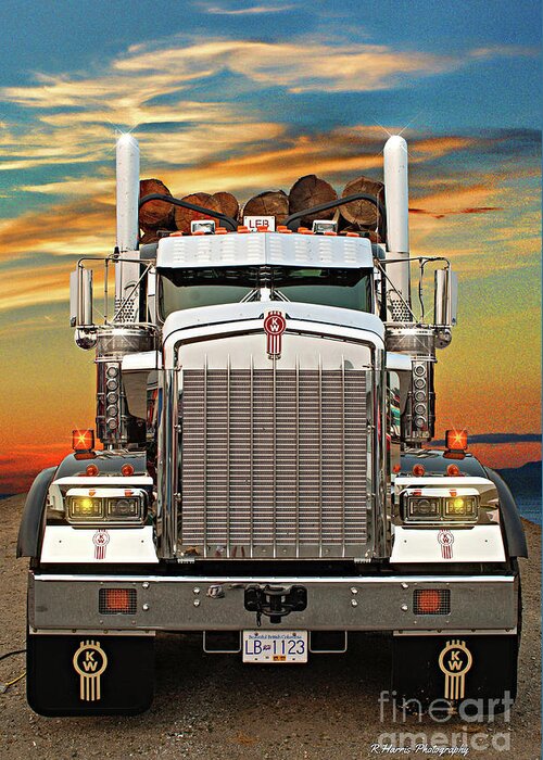 Big Rigs Greeting Card featuring the photograph Kenworth Logger front view by Randy Harris
