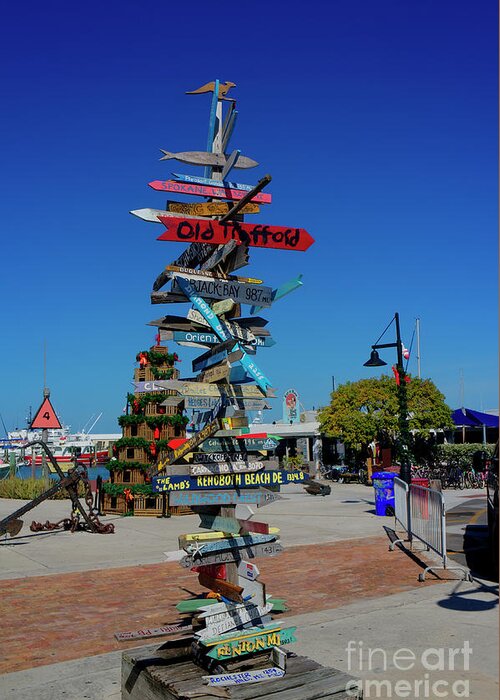 Beach Greeting Card featuring the photograph Key West Destination Sign by Ules Barnwell