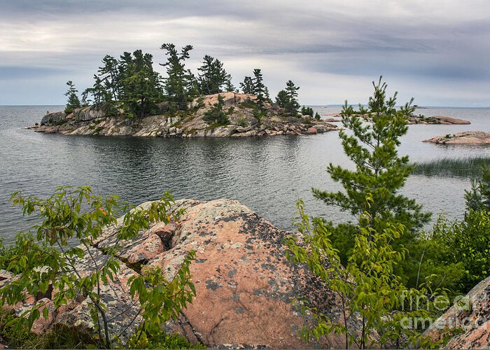 Killarney Provincial Park Greeting Card featuring the photograph Killarney-Island-pink-4513 by Steve Somerville