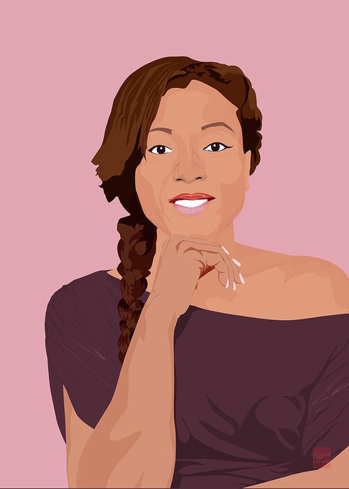 Mauve Greeting Card featuring the digital art Kimmi J by Scheme Of Things Graphics