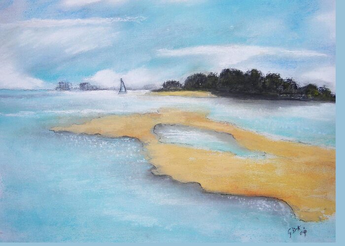 Seascape Greeting Card featuring the pastel King Island by Gloria Dietz-Kiebron