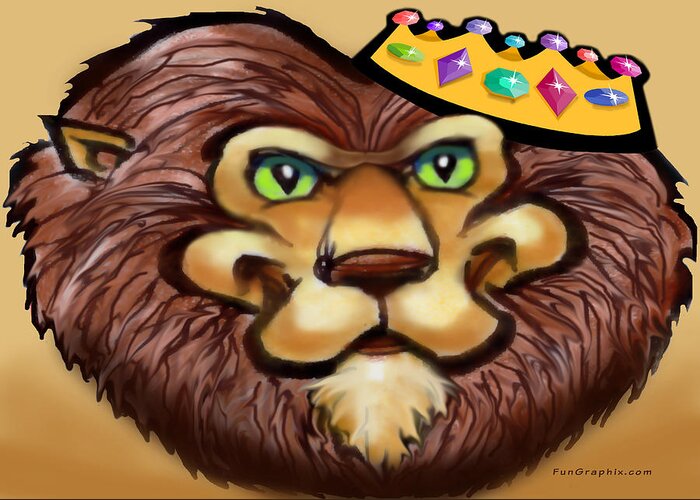 Lion Greeting Card featuring the digital art King by Kevin Middleton