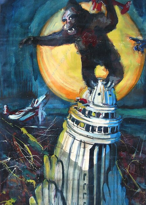 Movies Greeting Card featuring the painting King Kong by Les Leffingwell