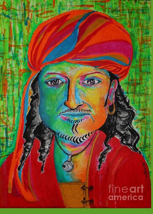 Pirate Greeting Card featuring the painting King o' the Pirates by Jayne Somogy