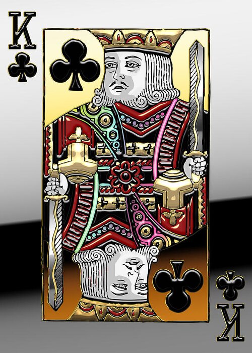 'gamble' Collection By Serge Averbukh Greeting Card featuring the digital art King of Clubs  by Serge Averbukh