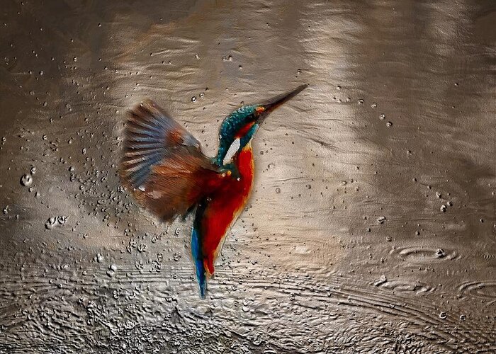 Kingfisher Greeting Card featuring the painting Kingfisher by Mark Taylor