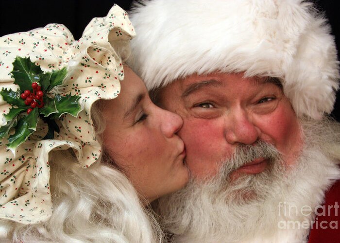 Mrs Claus Greeting Card featuring the photograph Kissing Santa Claus by Joanne Coyle