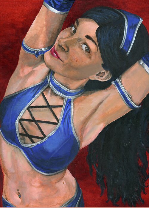 Cosplay Greeting Card featuring the painting Kitana by Matthew Mezo